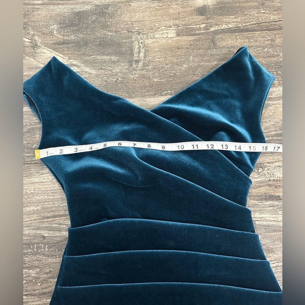 Chiara Boni La Petite Robe Velvet Dress In Teal Size 4 - Picture 4 of 7